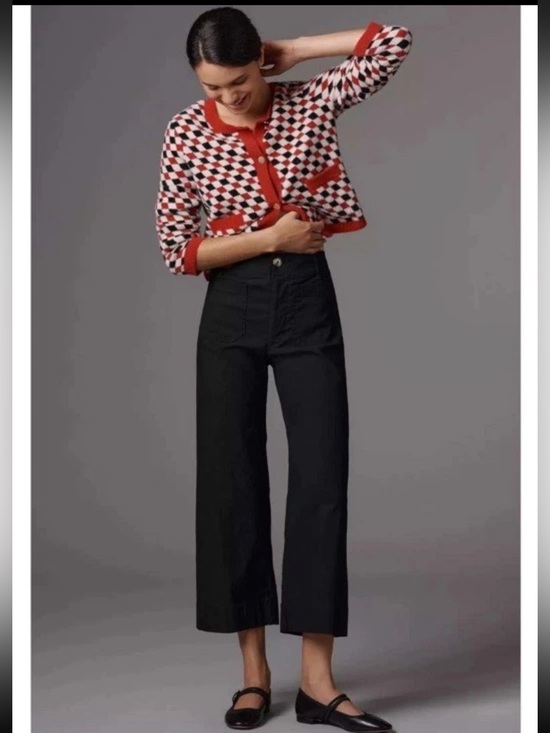 Maeve Denim - Maeve The Colette Black High-Rise Wide-Leg Pants in Magic Fabric size 34